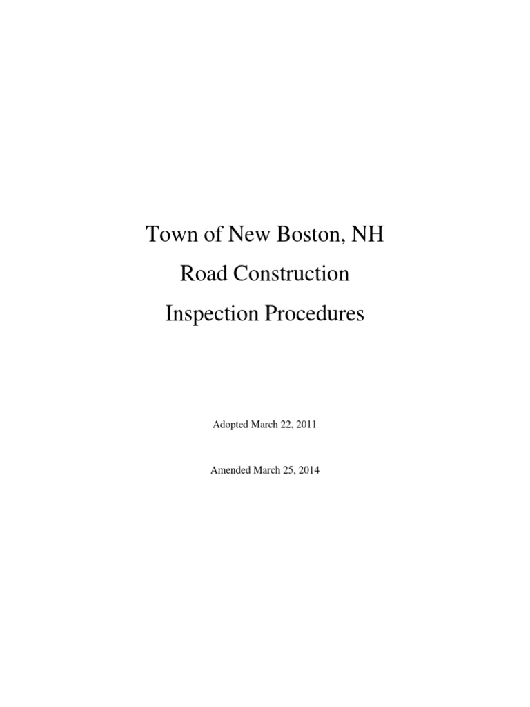 New Boston NH Road Inspection Guidelines | PDF | Road Surface | General ...