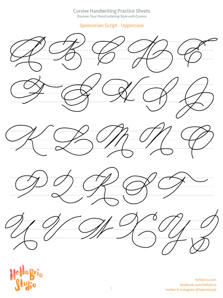 Hello Brio Cursive Handwriting Practice Sheets  PDF  Letter Case