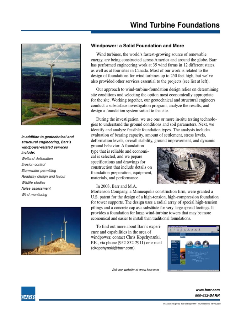 Wind Turbine Foundation Design Overview | PDF | Wind Power ...
