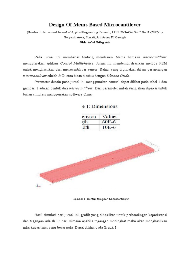 Design of Mems Based Microcantilever | PDF