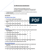 Team Effectiveness Questionnaire Sample