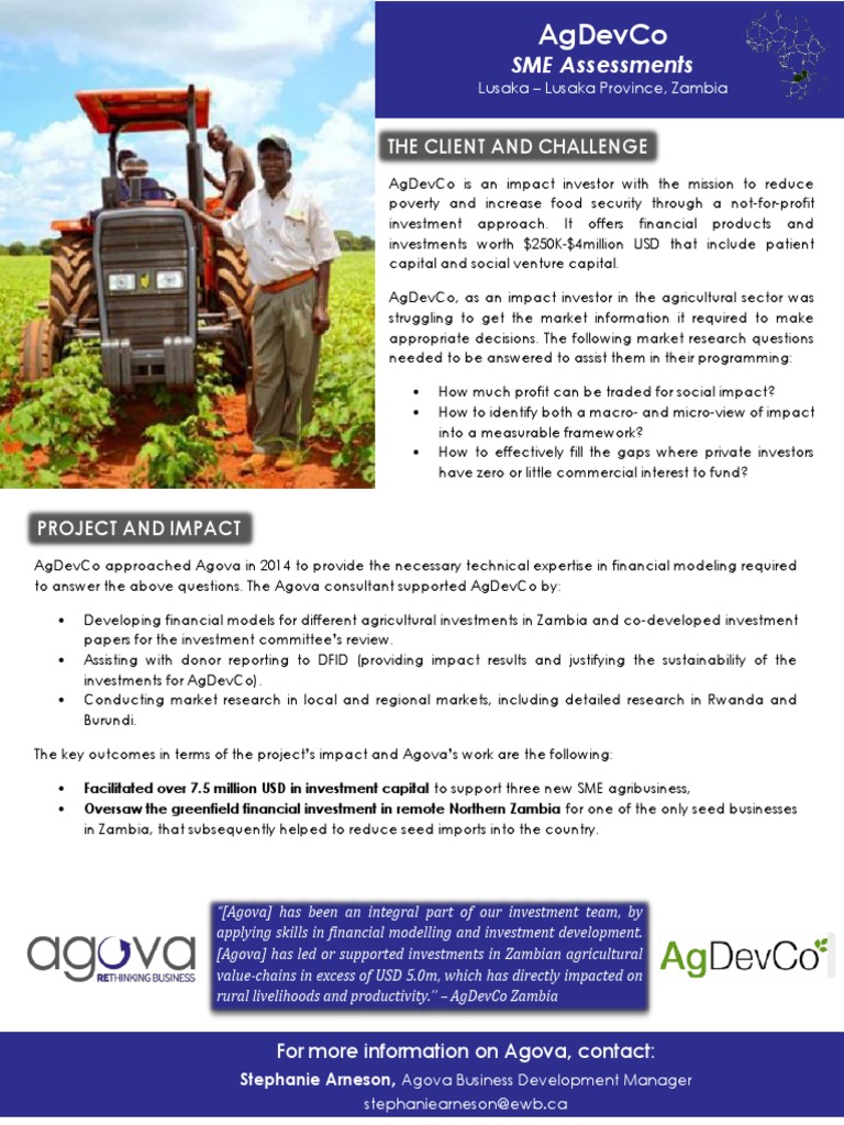 AgDevCo's Agricultural Investment Impact | PDF | Zambia | Investing