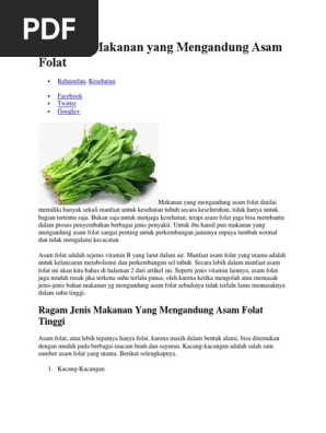 Berbagai Makanan Yang Mengandung Asam Folat