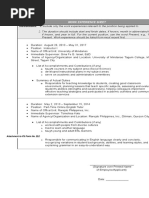 CS Form No. 212 Attachment - Work Experience Sheet