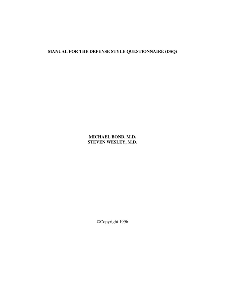 DSQ Manual | PDF | Personality Disorder | Affect (Psychology)