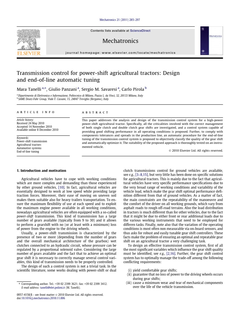 Transmission Control For Power-Shift Agricultural Tractors-Design and ...