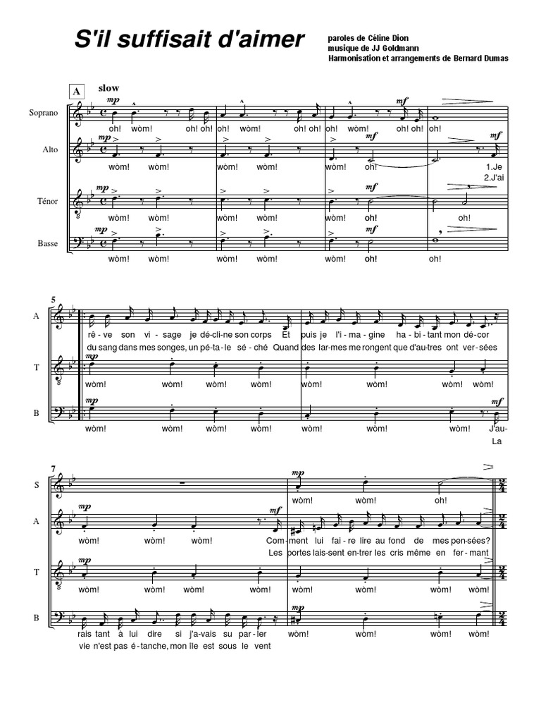 Parole S Il Suffisait D Aimer S Il Suffisait D Aimer SATB | PDF