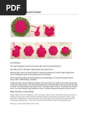 Crochet Cherry Blossom Coaster
