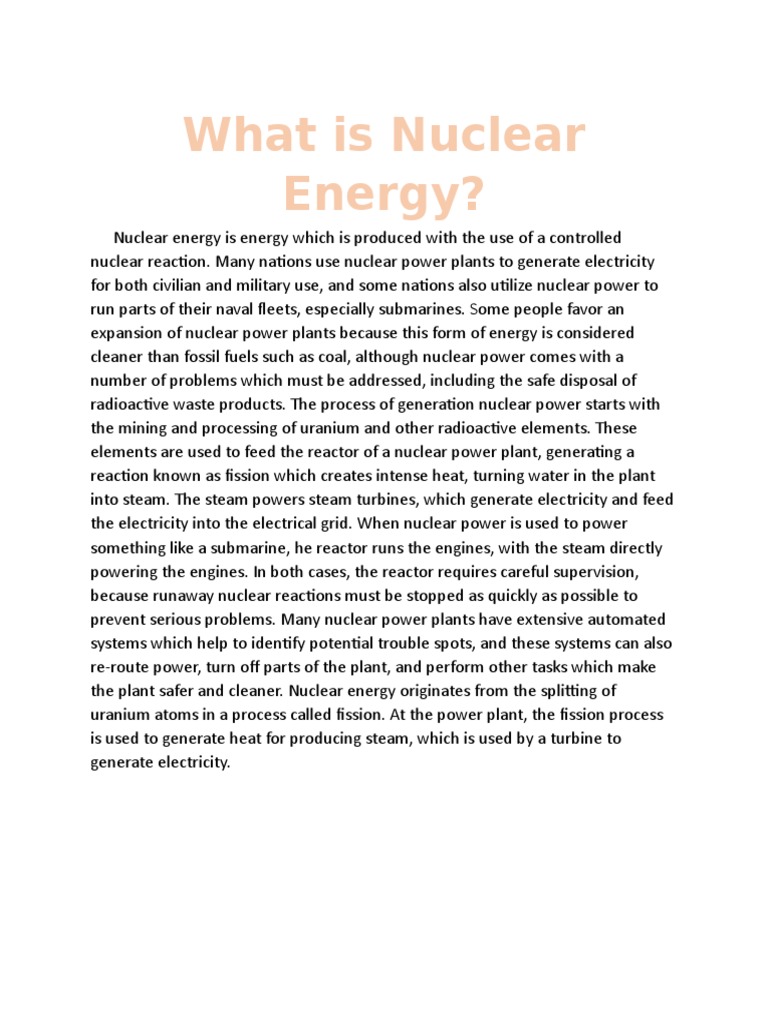 Nuclear Energy Explained | PDF