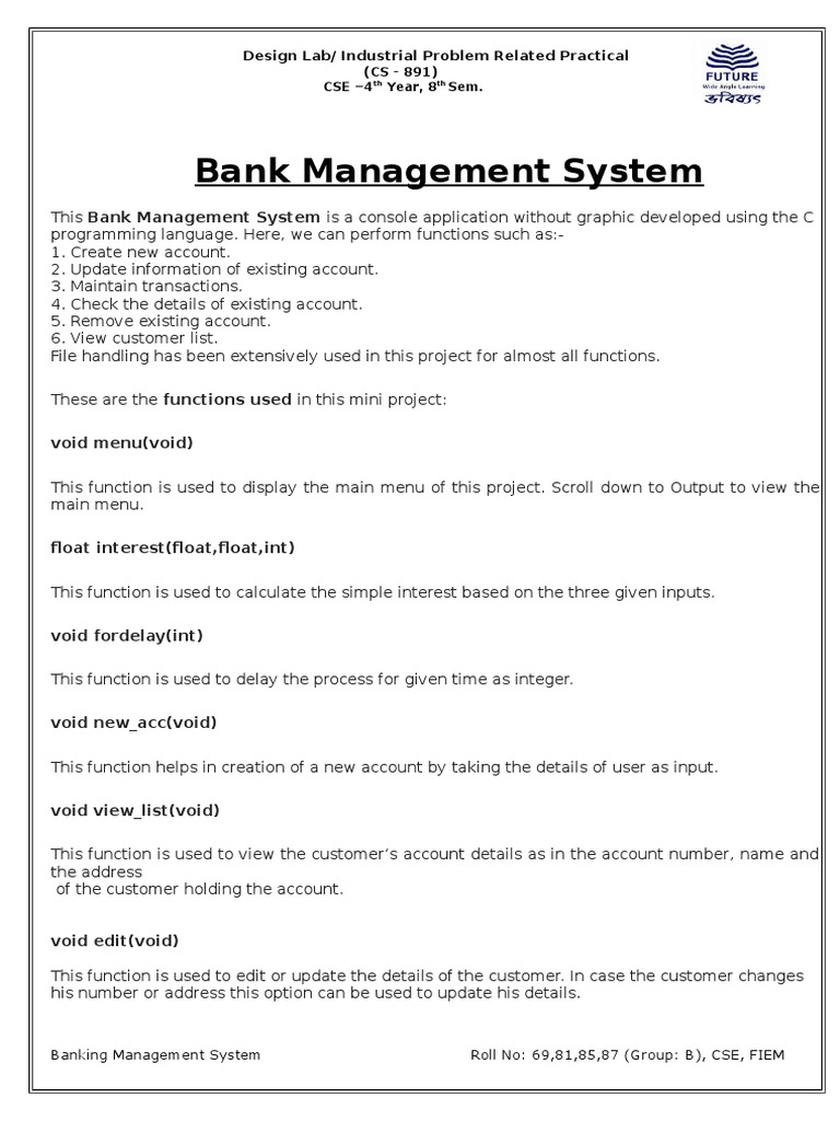 Banking Management System | PDF | Command Line Interface | Computer ...