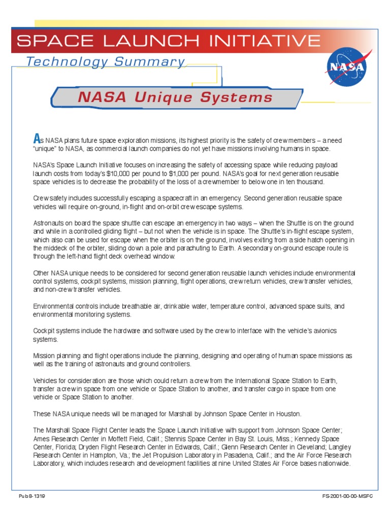 NASA's Space Launch Initiative Overview | PDF | Nasa | Space Shuttle