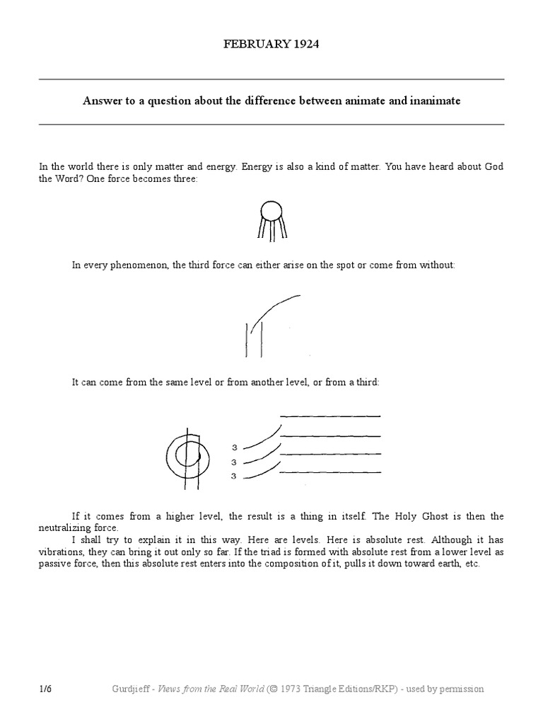 Gurdjieff: Answer To A Question About The Difference Between Animate ...
