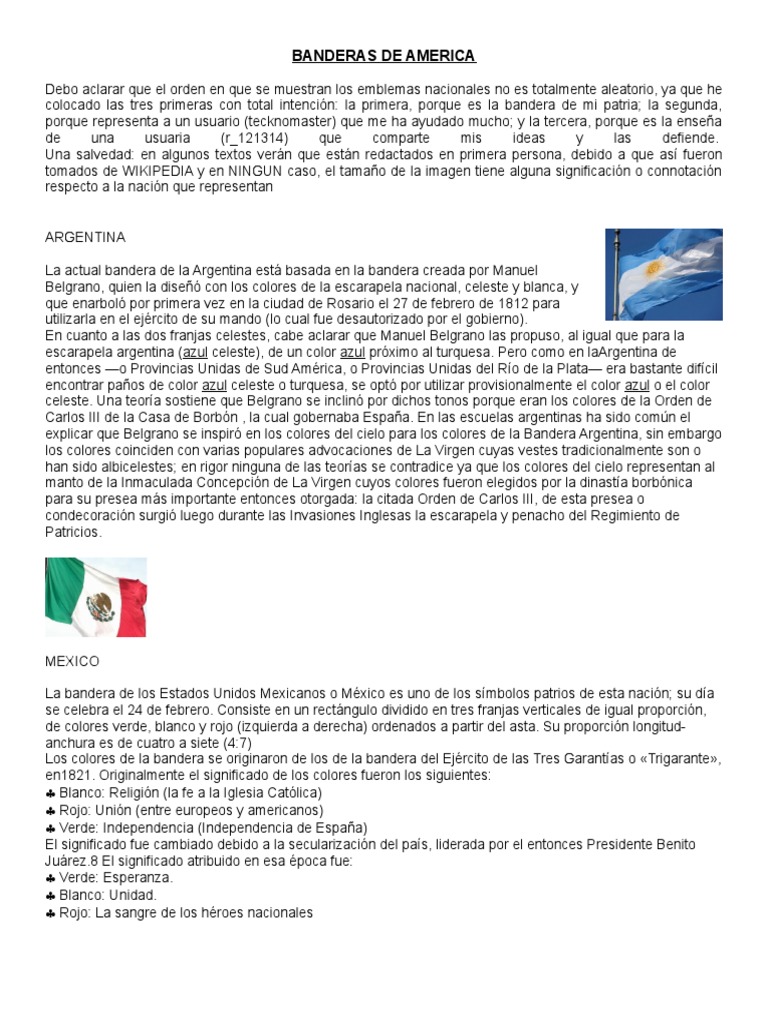 Banderas de America | PDF | Símbolos nacionales | Los símbolos