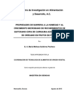 Propiedades de Barrera a La Humedad y Al Crecimiento Microbiano de Recubrimiento de Quitosano Cera de Carbauba Aceite Esencial de Oregano en Frutos de Pepino