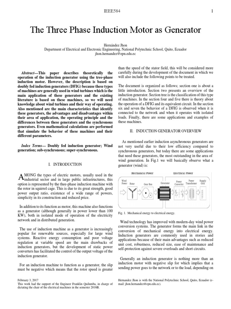Induction Generator: Operation & Applications | PDF | Wind Power ...