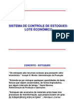 Gestão de estoques com Lote Econômico