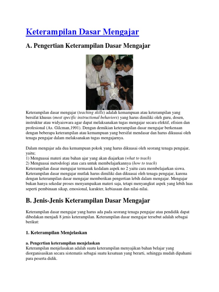 Contoh Makalah 8 Keterampilan Dasar Mengajar