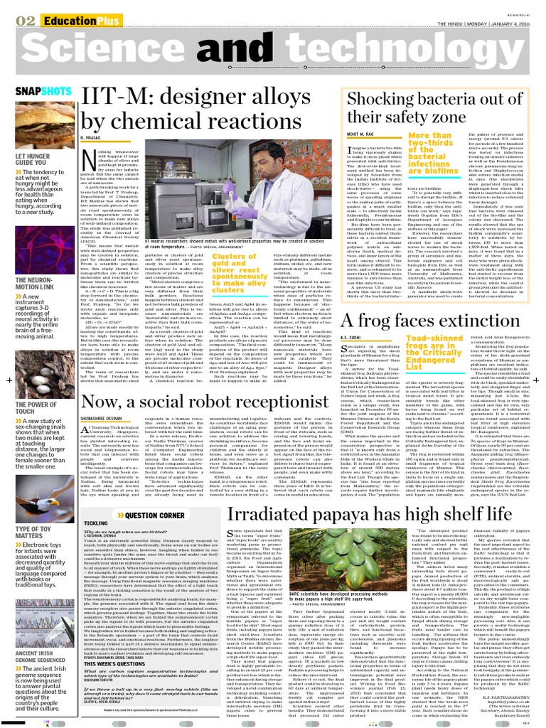 Science and Technology Hindu PDF Biofilm Nanomaterials