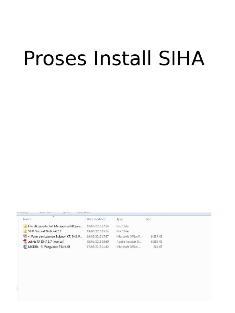Proses Install SIHA Step-by-Step Guide | PDF