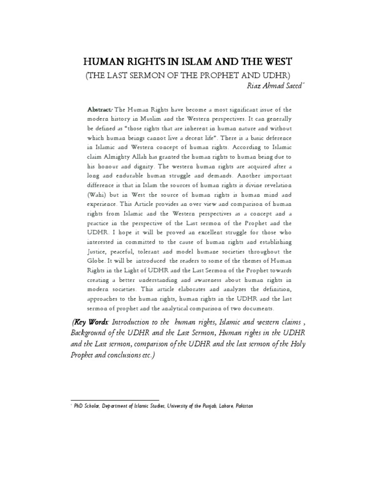 Human Rights: Islamic vs. Western Views | PDF | Human Rights | Muhammad