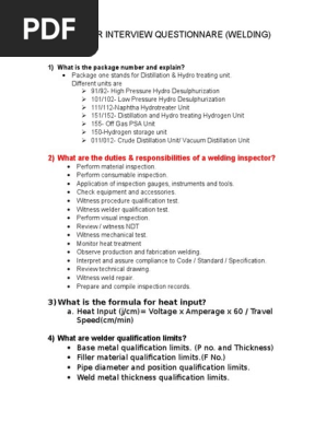 Welding Inspector Interview Question Welding Construction