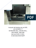Komputer Dell Desktop Satu Set 2ND