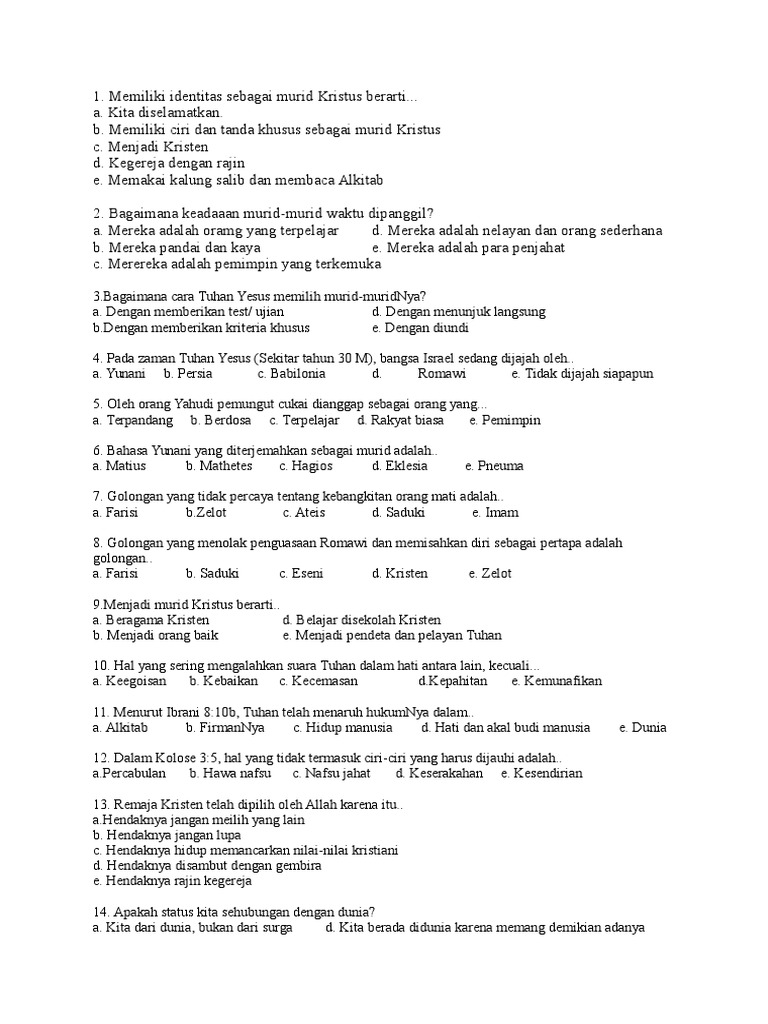 Soal Uas Kls 3 Ag Kristen 2017 Pdf