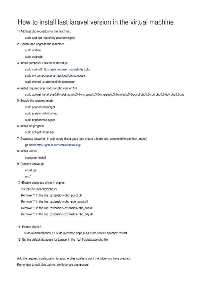 Laravel Setup for Virtual Machines | PDF | Computers