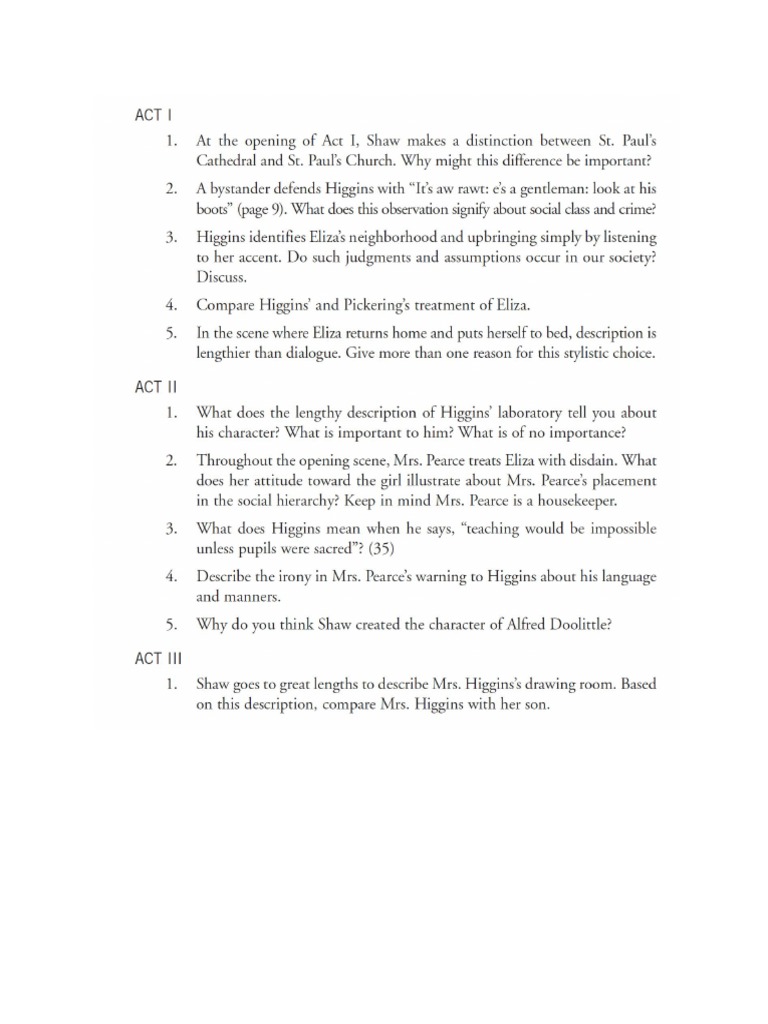 Pygmalion essay prompts image