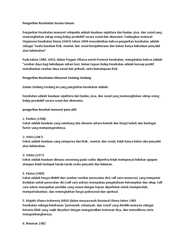 Pengertian Kesehatan Secara Umum Pdf