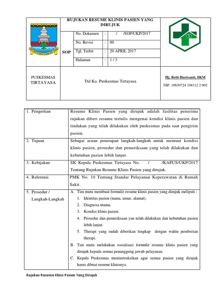 7.5.3 Ep 1 SPO Rujukan Resume Klinis Pasien Yang Dirujuk