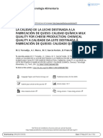 La Calidad de La Leche Destinada A La Fabricaci N de Queso Calidad Qu Mica Milk Quality For Cheese Production Chemical Quality A Calidade Da Leite