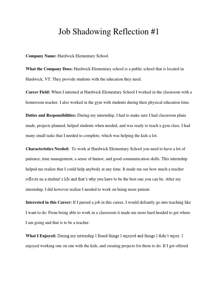 Job Reflection1 | PDF | Classroom | Physical Education