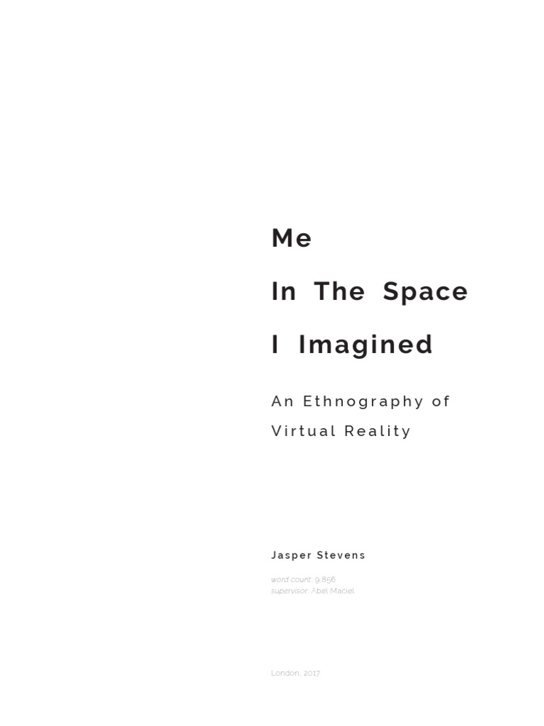 ME in The SPACE I IMAGINED (S) | PDF | Virtual Reality | Virtual World