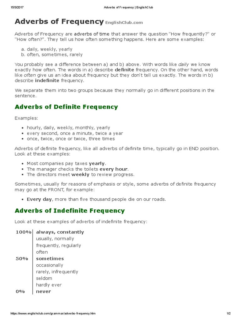 Understanding Adverbs of Frequency | PDF | Adverb | Semiotics