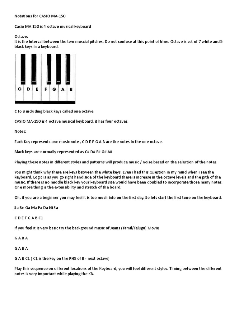 Notations For Casio Ma