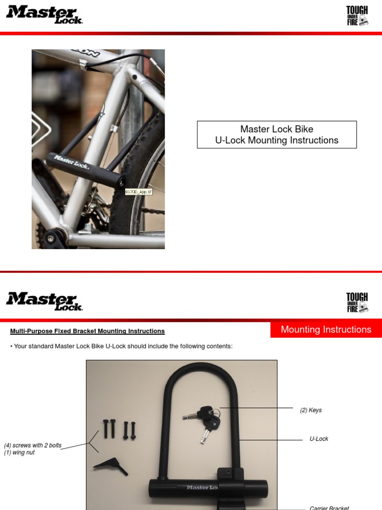 Master Lock U-Lock Mounting Guide | PDF | Nut (Hardware) | Screw