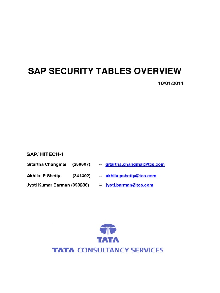 Sap Security Tables Overview PDF | PDF | Software Engineering ...