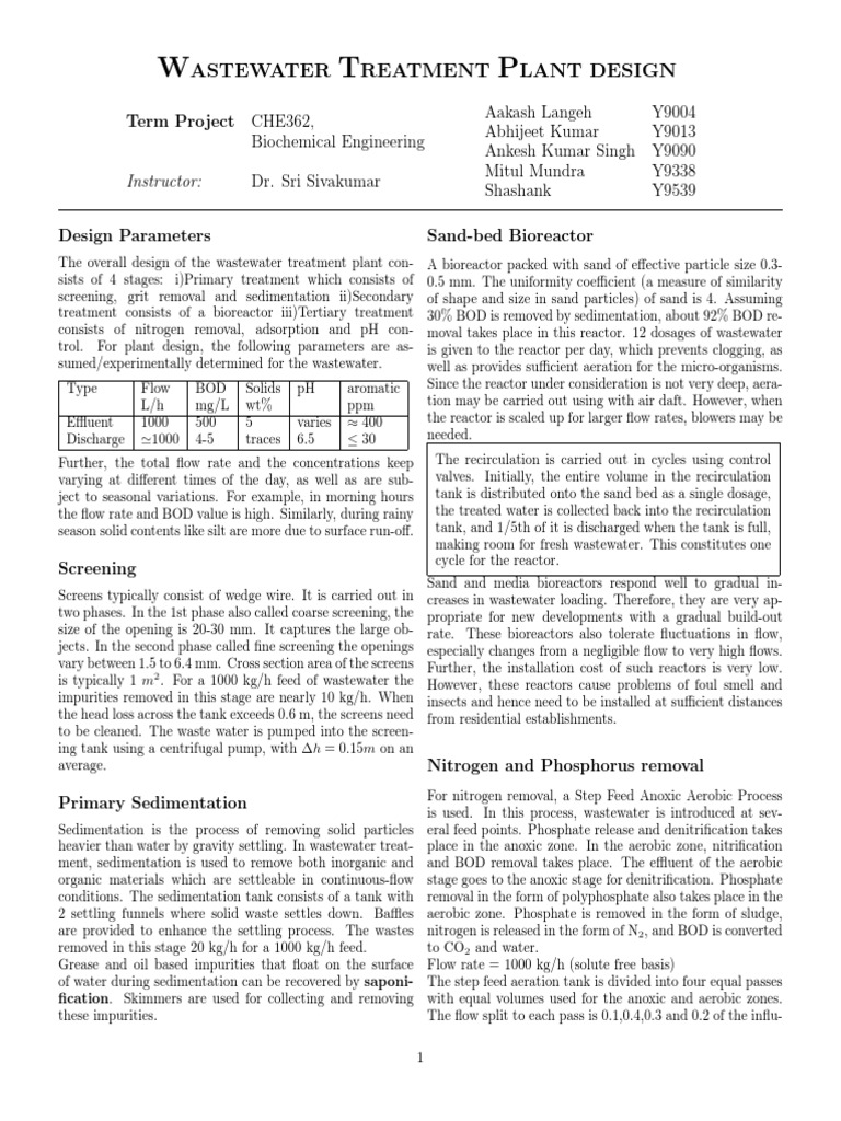Wastewater Treatment Plant Design | PDF | Sewage Treatment | Anaerobic ...