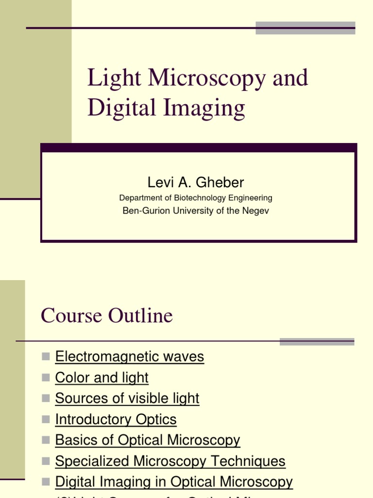 Light Microscopy and Digital Imaging PDF Optical Filter Lens (Optics)