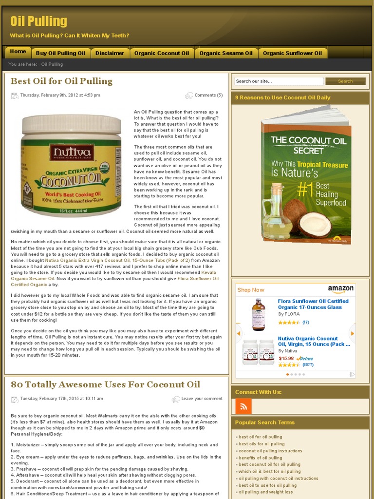 Best Oil For Oil Pulling PDF Ayurveda Medical Specialties