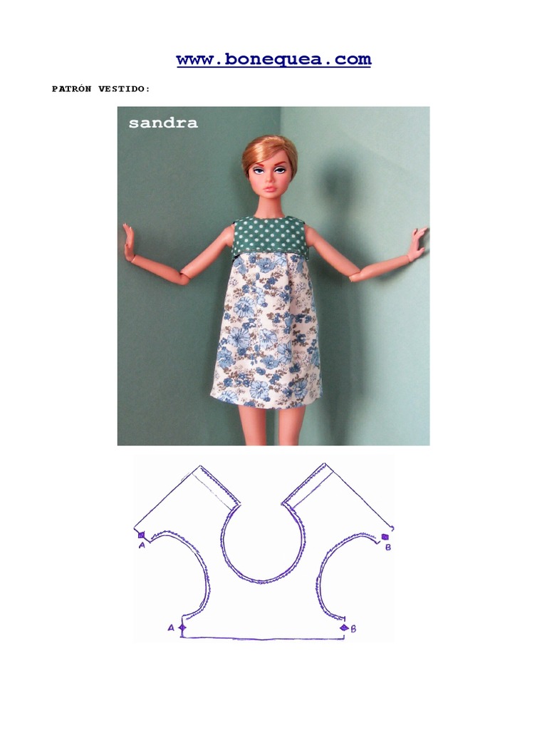 papa Saludo puerta Patron Vestidos Barbie | PDF