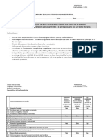 Rúbrica para Evaluar Texto Argumentativo