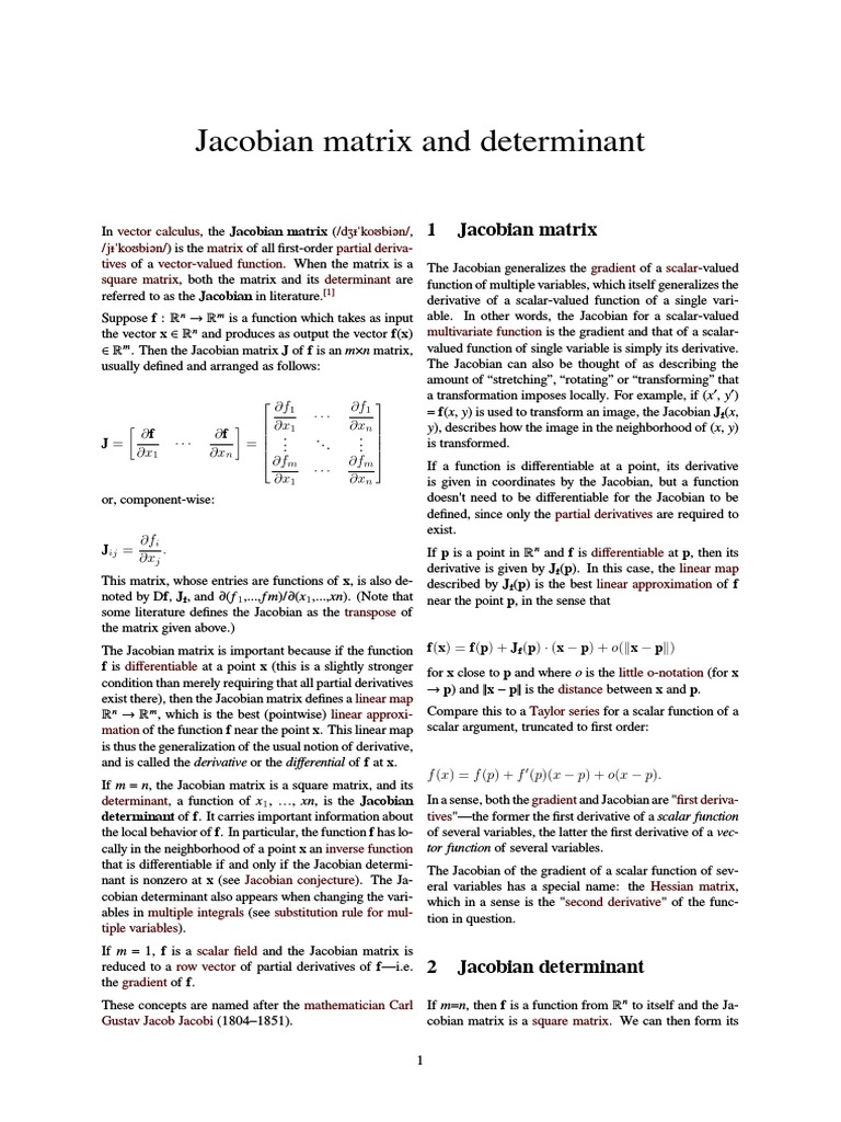 Jacobian Matrix and Determinant | PDF | Multivariable Calculus ...