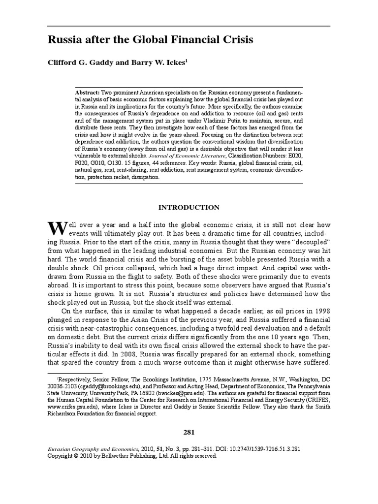 Russia After The Global Financial Crisis: Clifford G. Gaddy and Barry W ...