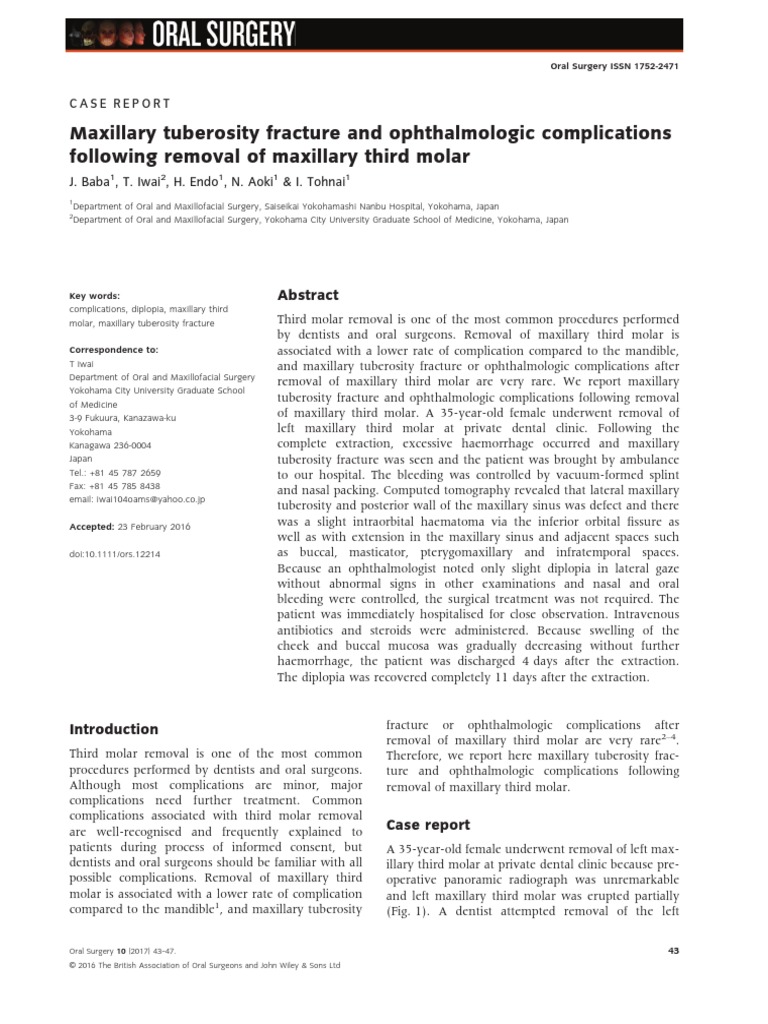 Maxillary Tuberosity Fracture and Ophthalmologic Complications