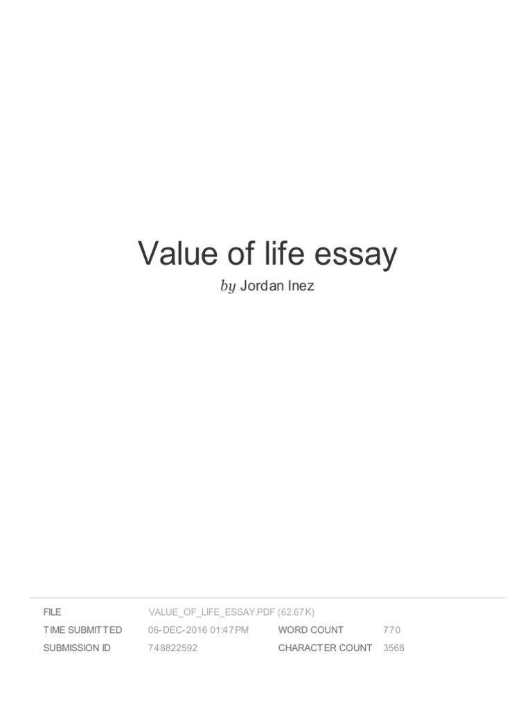 value of life essay pdf