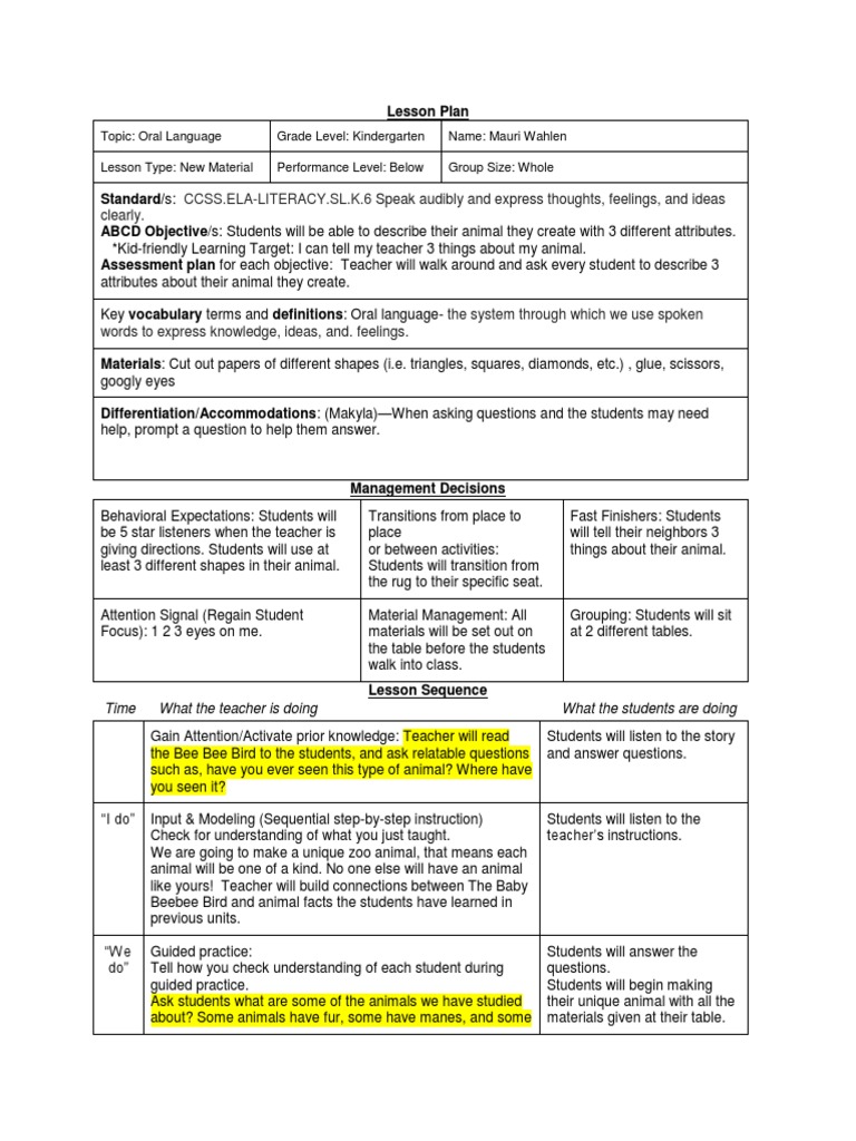 oral presentation lesson plan