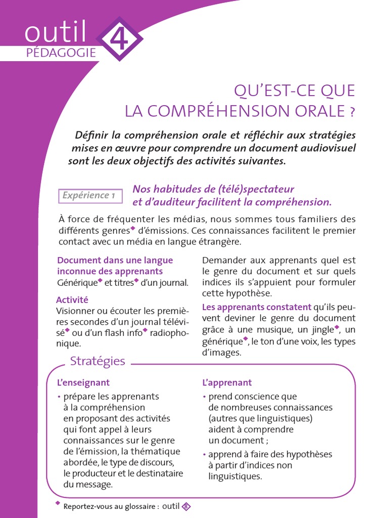 Comprehension Orale PDF  PDF  Document  Langue française