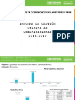 Informe de Gestión A Rectoría Nacional 2017 COmunicaciones Final 13-05-17